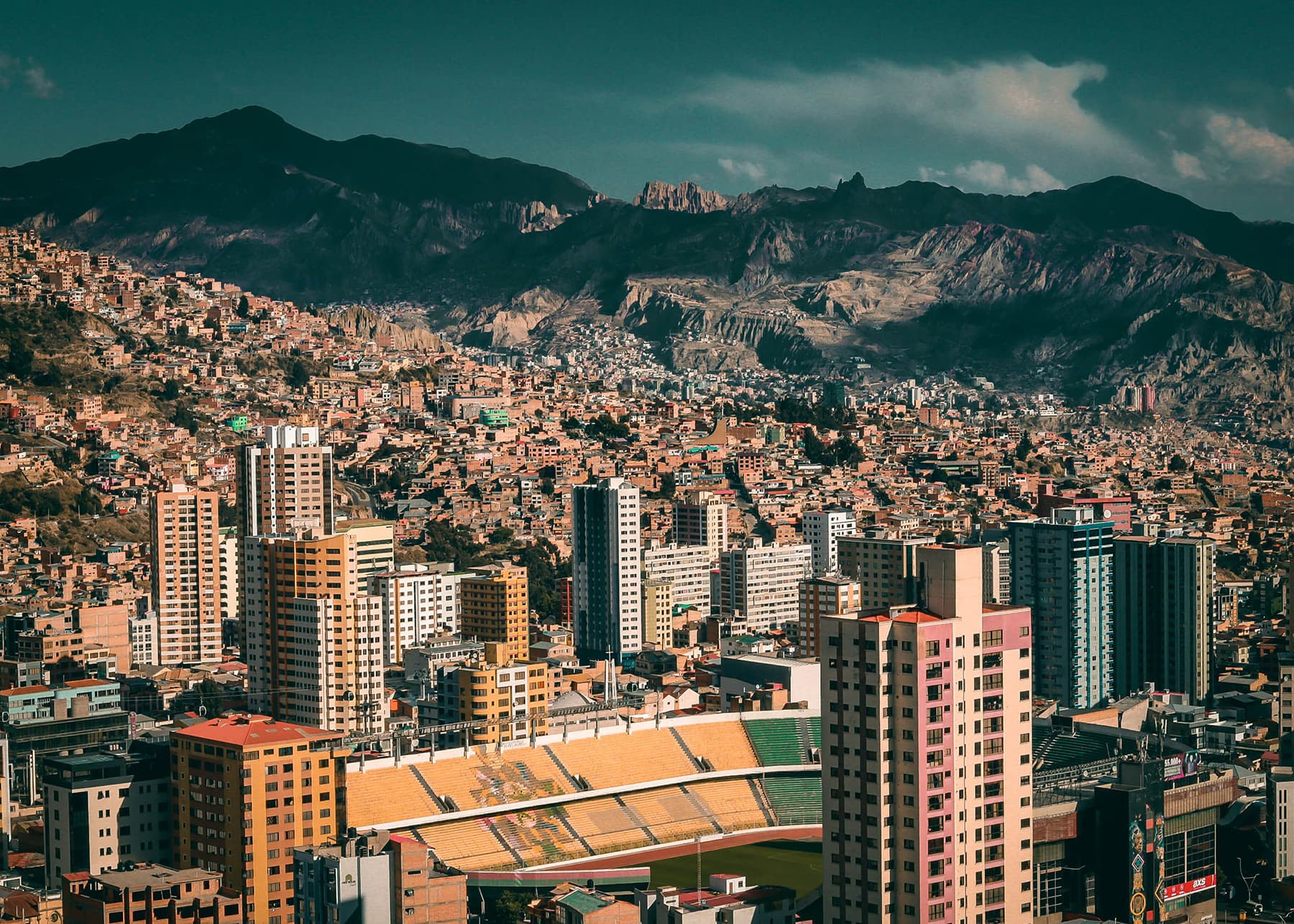 Landscape of La Paz, Bolivia, showcasing its high altitude and mountainous terrain